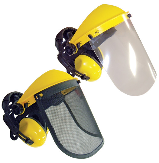 Jakmax Face Shield With Ear Muffs, Clear & Mesh Visors