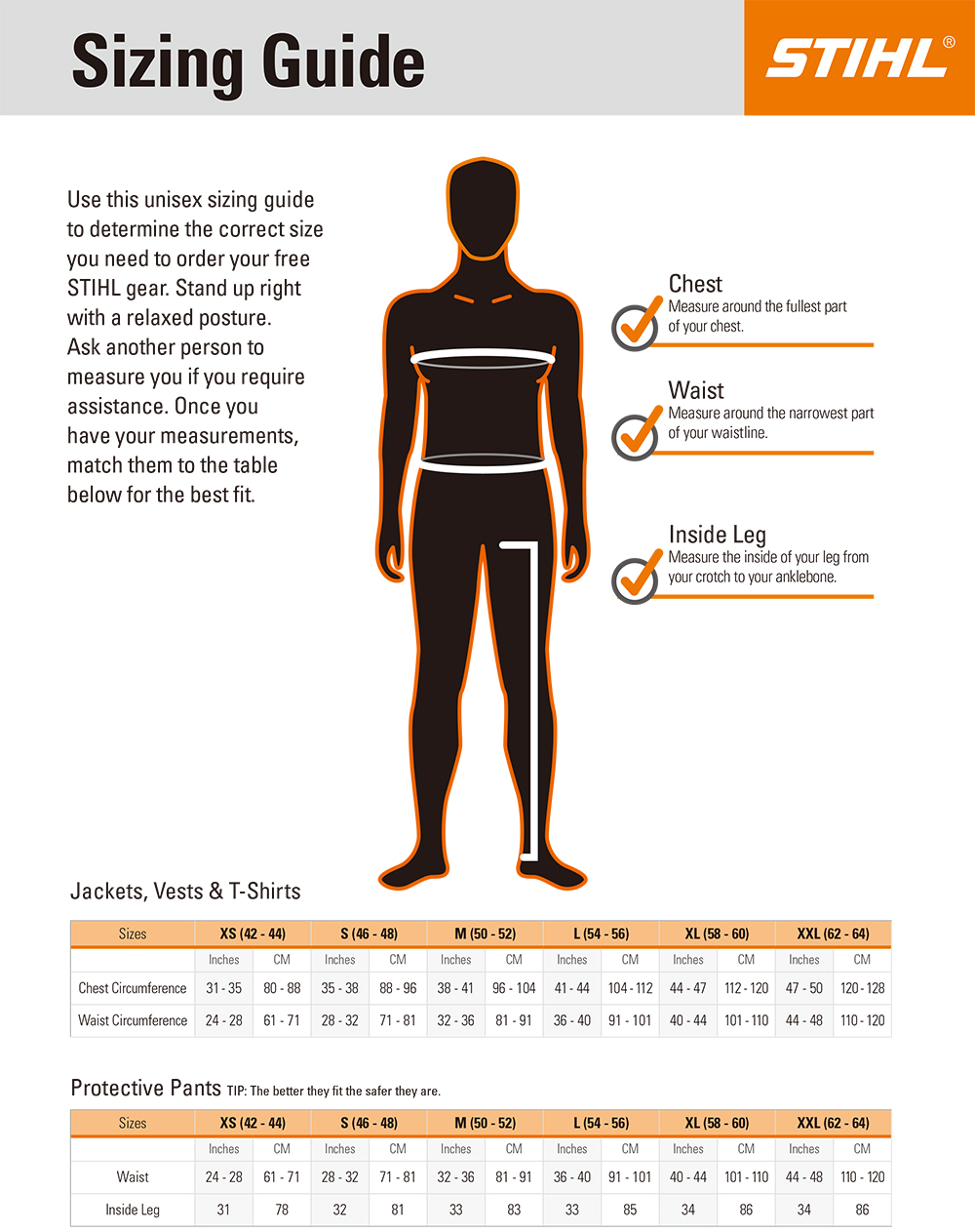 Stihl Sizing Chart